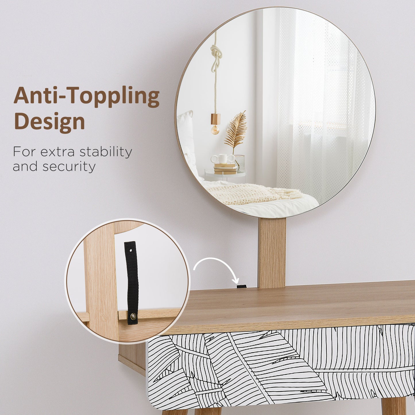 Dressing Table With Drawer and Mirror height adjustable Wooden Oak Colour  Bedroom Dressing Room Elegant and Durable