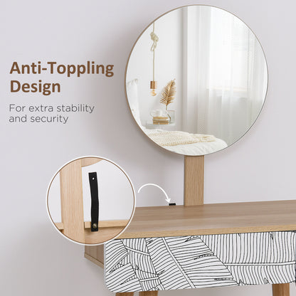 Dressing Table With Drawer and Mirror height adjustable Wooden Oak Colour  Bedroom Dressing Room Elegant and Durable