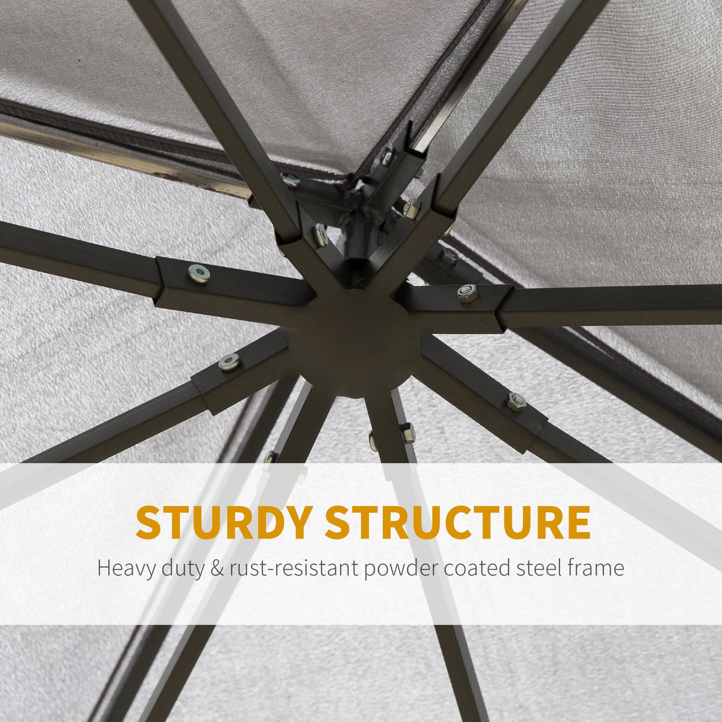 Outsunny 2-Tier Roof Gazebo, 300Lx300Wx264H cm, Steel Frame-Black / Grey