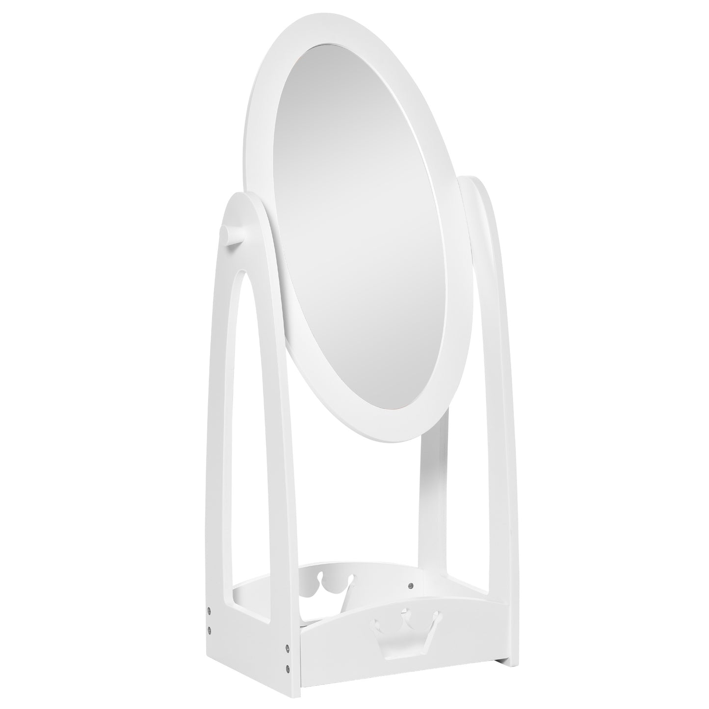 HOMCOM Free Standing Full Length Mirror, Child's Dressing Mirror with storage shelf 360° Rotation MDF, For 3- 8 Years Old, 40L x 30W x 104H cm