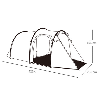 Outsunny Camping Dome Tent 2 Room for 3-4 Person with Weatherproof Screen Room Vestibule Backpacking Tent Lightweight for Fishing & Hiking Dark Grey