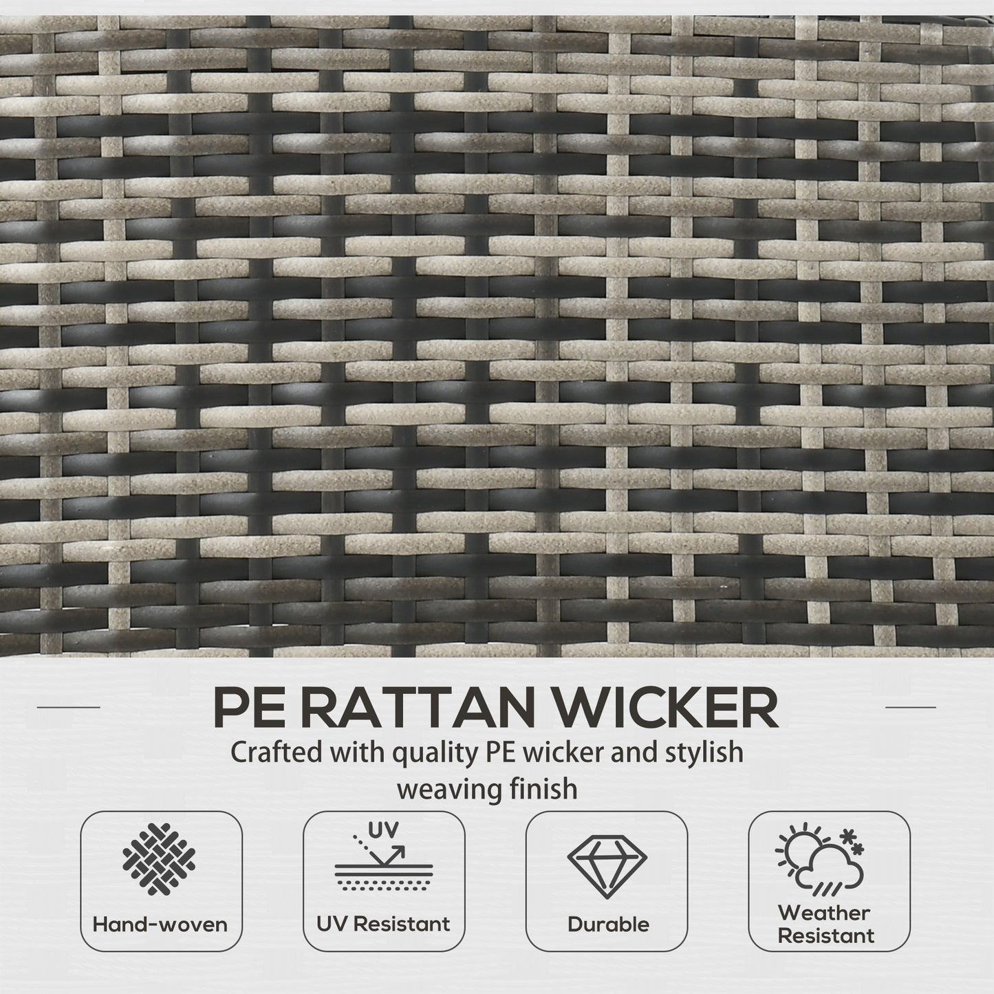 Outsunny 5 Seater Rattan Garden Furniture Set, 2 Armchairs, 3-seater Wicker Sofa, 2 Footstools Glass Table 6 Piece Patio Sofa Sets for Conservatory