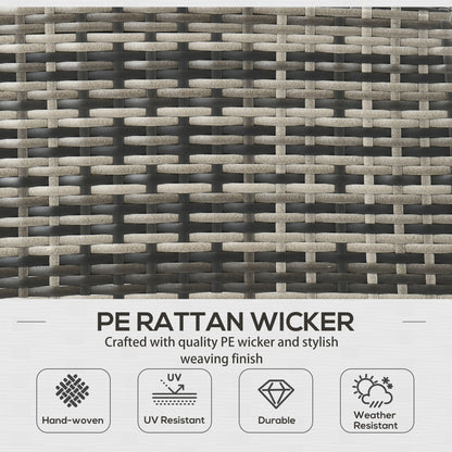 Outsunny 5 Seater Rattan Garden Furniture Set, 2 Armchairs, 3-seater Wicker Sofa, 2 Footstools Glass Table 6 Piece Patio Sofa Sets for Conservatory