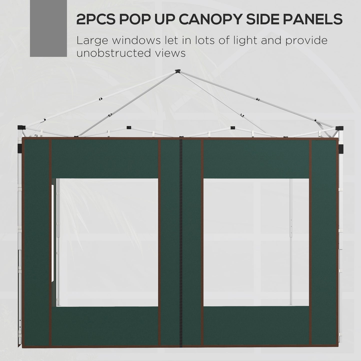 Outsunny Gazebo Side Panels, 2 Pack Sides Replacement, for 3x3(m) or 3x6m Pop Up Gazebo, with Doors and Windows, Green