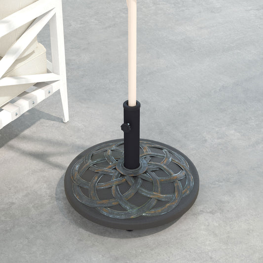 Outsunny 27kg Rolling Parasol Base with Wheels, Heavy Duty Concrete Umbrella Stand with Decorative Base, Bronze Tone