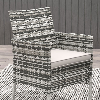 Outdoor Dining Set 5 Pieces Patio Conservatory with Tempered Glass Tabletop, 4 Dining Armchairs - Grey