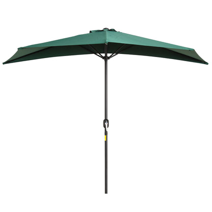 Outsunny 3(m) Half Parasol Semi Round Umbrella Patio Metal Frame Crank Handle for Balcony-- NO BASE INCLUDED, Green