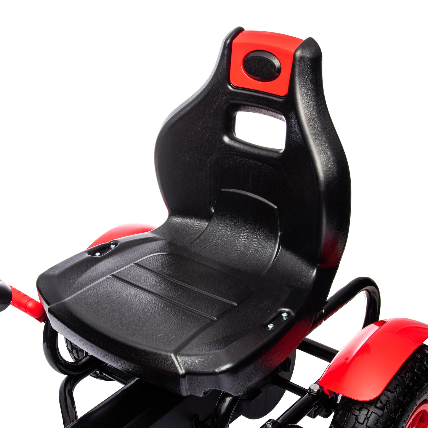 Children's Pedal Go Kart, Kids Ride On Racer with Adjustable Seat, Inflatable Rubber Tyres, Handbrake, for Ages 5-12 Years - Red