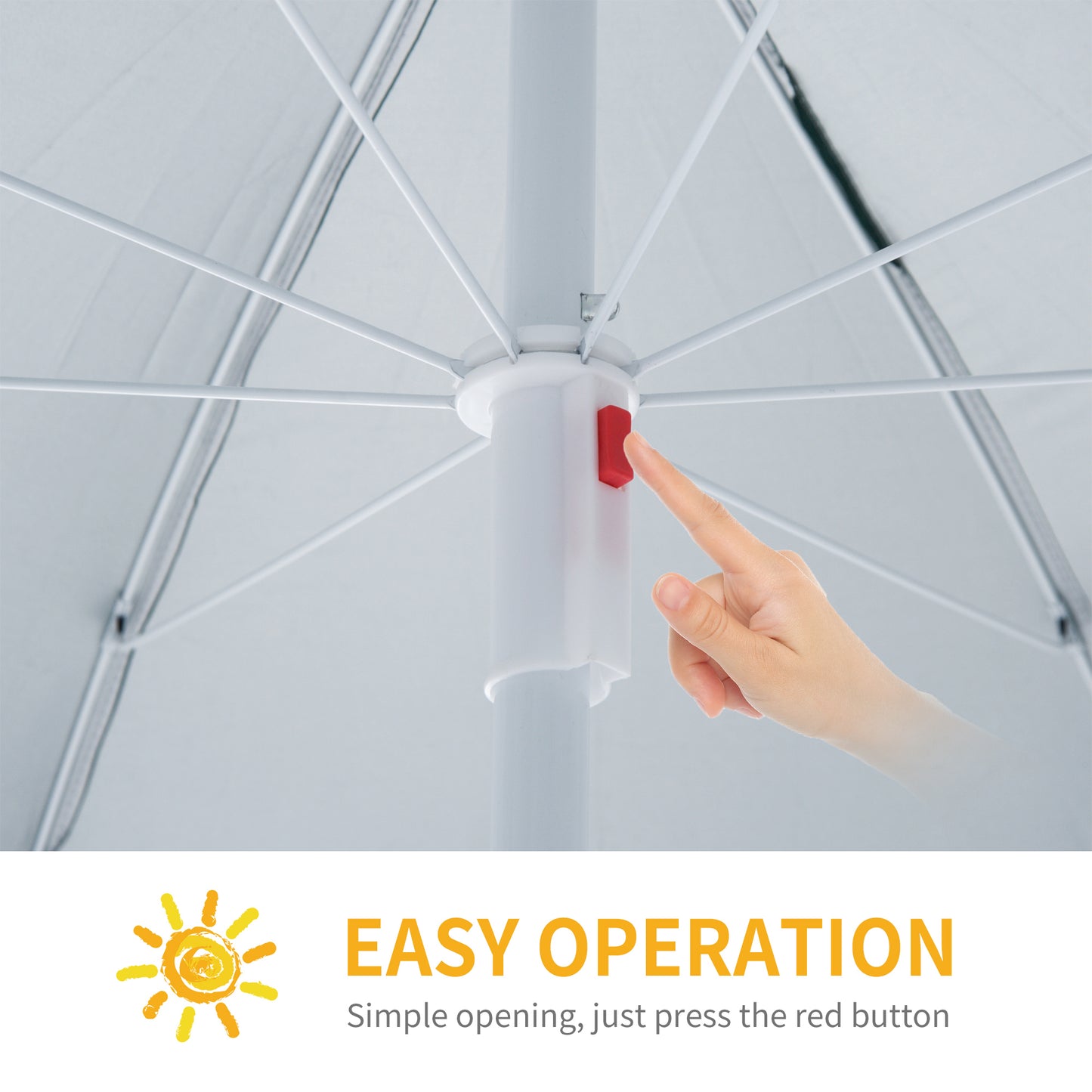 Outsunny 2.2M Fishing Umbrella Parasol With Side - Dark Green