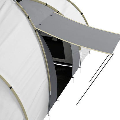 Outsunny 4-6 Man Tunnel Tent Camping Tent with 2 Bedroom, Vestibule, Bag, 2000mm Waterproof, UV50+ for Fishing, Hiking, Festival