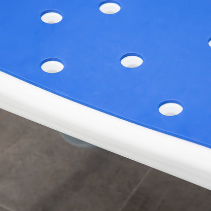 Bathroom Shower Stool Seat EVA Padded, Height Adjustable With Back and Arms, 4 Suction Foot Pads, Blue