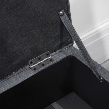 Linen Storage Ottoman Padded Footstool with Rubberwood Legs Ideal for Bed End, Shoe Bench, Seating, Dark Grey