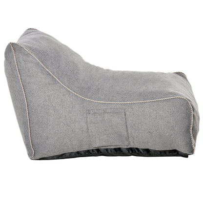 Bean Bag Chair, Large Foam Stuffed lounger Indoor Furniture with Washable Cover, Side Pockets and Backrest, Dark Grey