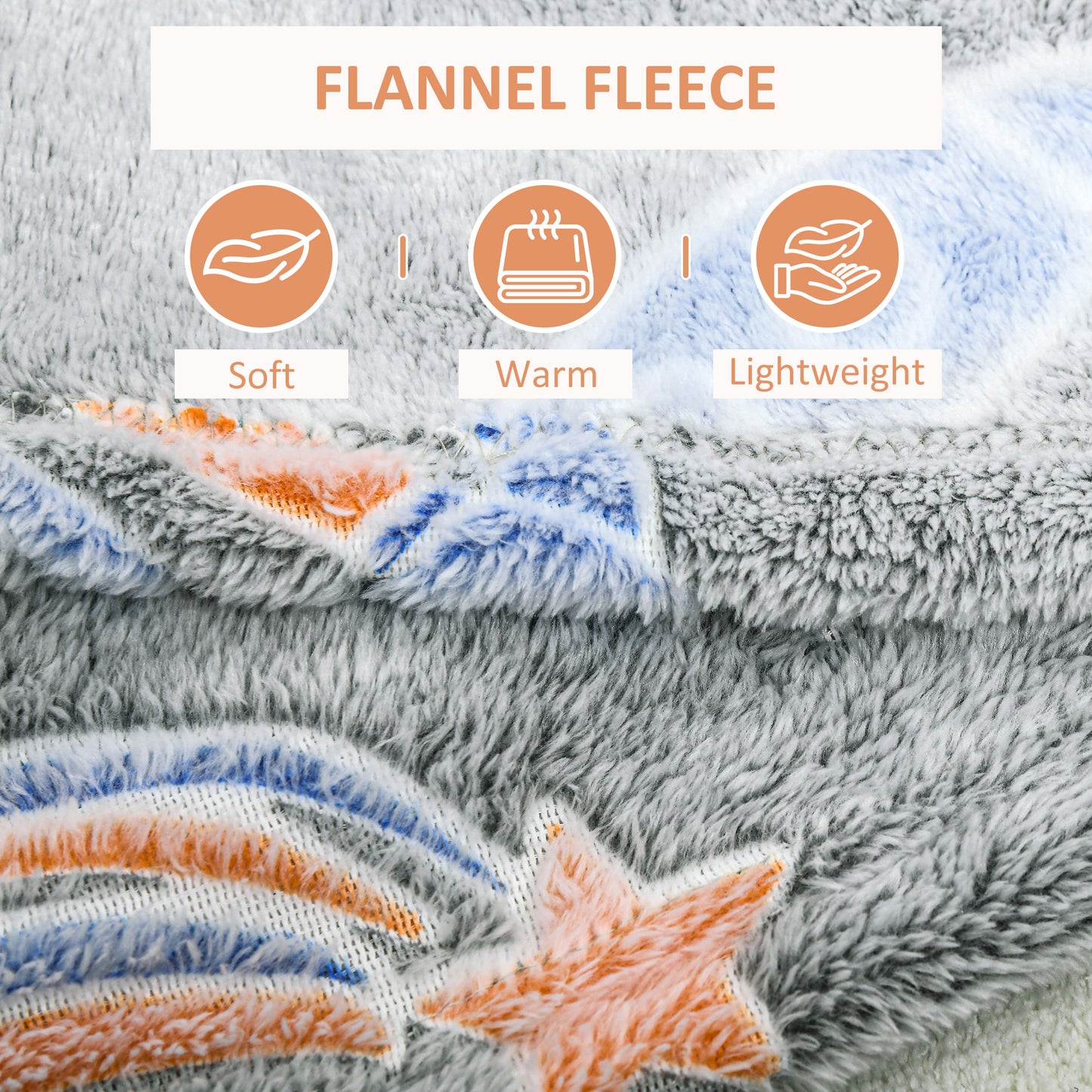 Glow in The Dark Flannel Fleece Throw Blanket, Fluffy Warm Throw Blanket, Kids Galaxy Stars Luminous Blanket, 203x153cm, Grey