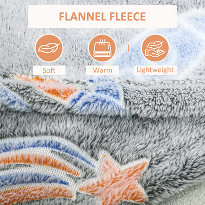 Glow in The Dark Flannel Fleece Throw Blanket, Fluffy Warm Throw Blanket, Kids Galaxy Stars Luminous Blanket, 203x153cm, Grey