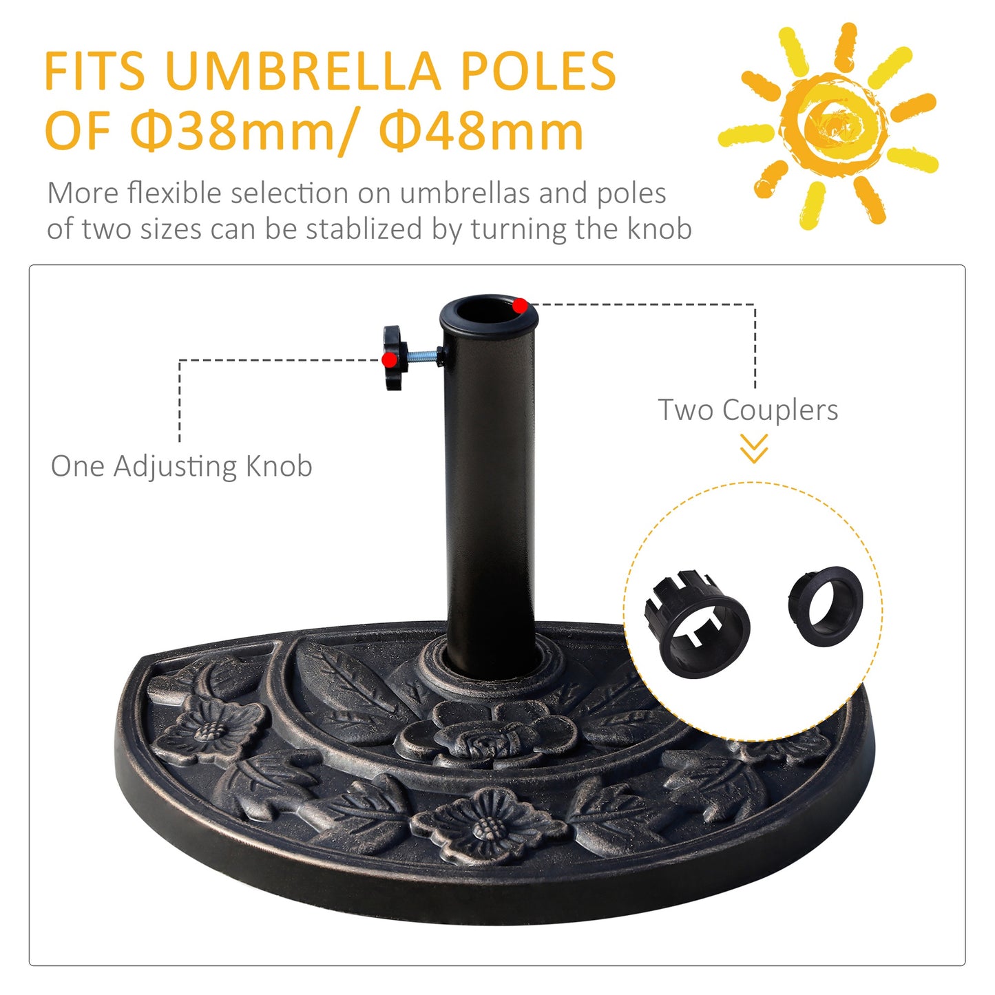 Outsunny Heavy Duty Parasol Umbrella Base, Resin-Bronze Colour