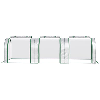 Outsunny PVC Tunnel Greenhouse Green Grow House Steel Frame for Garden Backyard with Zipper Doors 295x100x80 cm, Clear