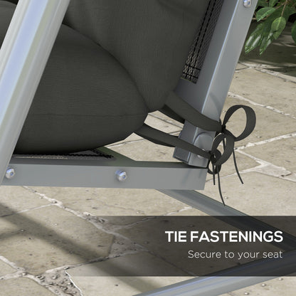 Outsunny 4-Piece Back and Seat Cushion Replacement with 2 Pillows, Patio Chair Cushions Set with Ties, Light Grey