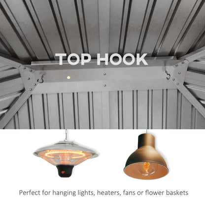 Outsunny 3.6 x 3m Aluminium Frame Hardtop Gazebo With  Accessories