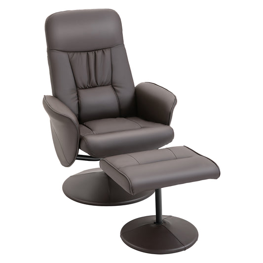 Luxury Executive Recliner Chair High Back and Footstool Armchair Lounge Seat Brown