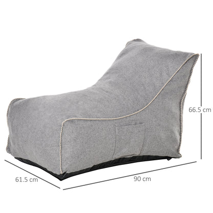 Bean Bag Chair, Large Foam Stuffed lounger Indoor Furniture with Washable Cover, Side Pockets and Backrest, Dark Grey