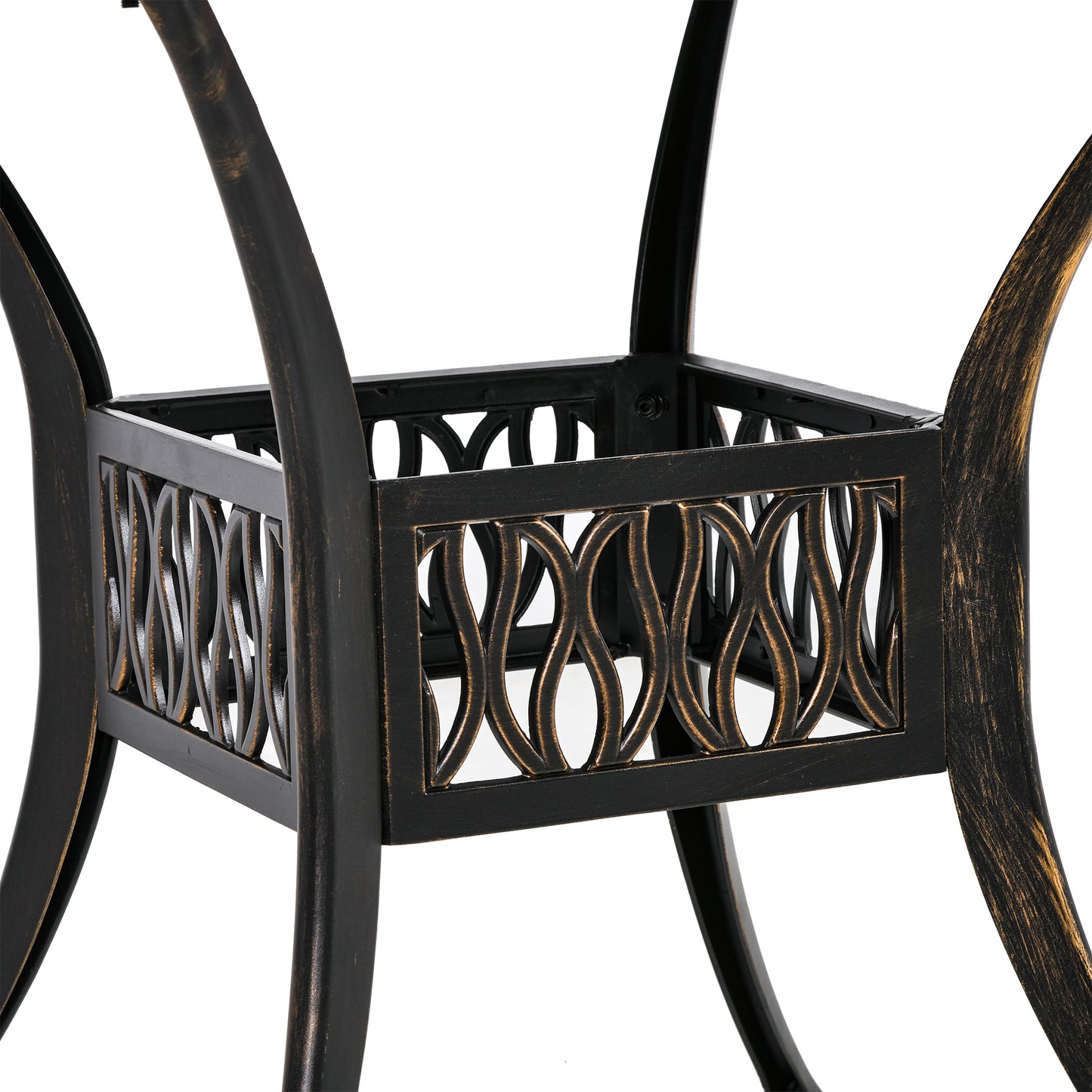 Outsunny 5-Piece Outdoor Furniture Dining Set, Cast Aluminum Conversation Set Includes 4 Chairs, 1 Round Table with Umbrella Hole for Patio Garden