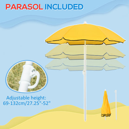 2 in 1 Sand and Water Table w/ Accessories, Adjustable Parasol - Multicoloured