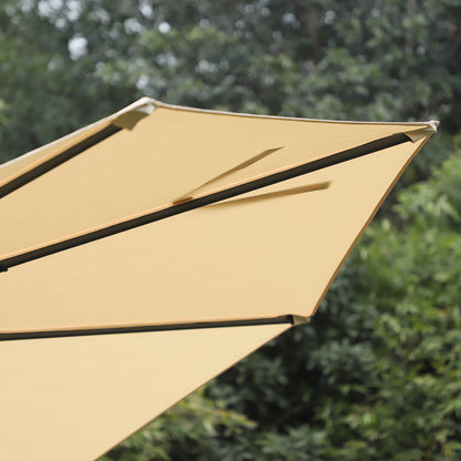 Outsunny 3(m) Patio Offset Parasol Roma Umbrella Cantilever Hanging Sun Shade Canopy Shelter 360° Rotation with Cross Base - Beige