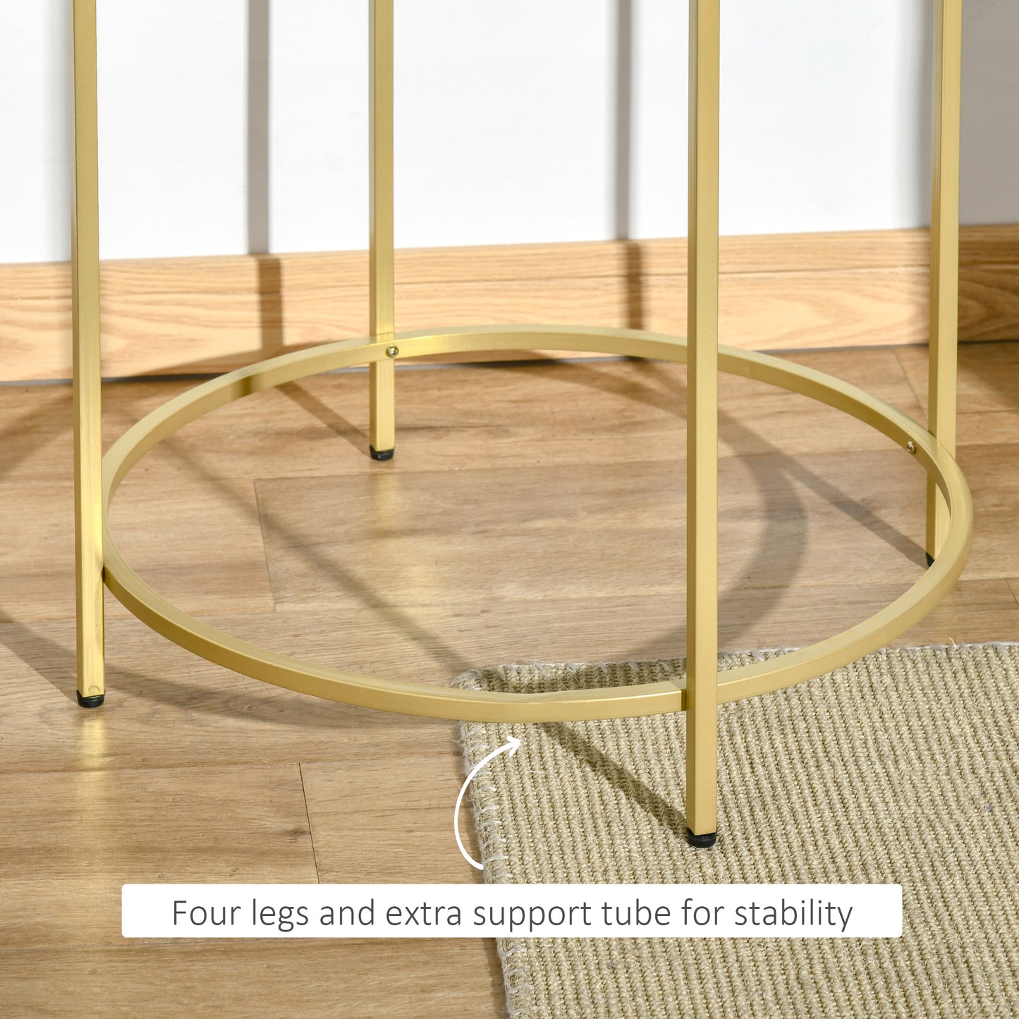 Round Side Table Modern Coffee Tables with Gold Metal Base, Table with Tempered Glass Tabletop, for Living Room, Bedroom, dining room
