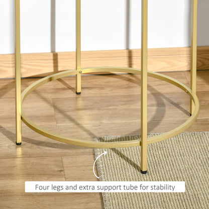 Round Side Table Modern Coffee Tables with Gold Metal Base, Table with Tempered Glass Tabletop, for Living Room, Bedroom, dining room