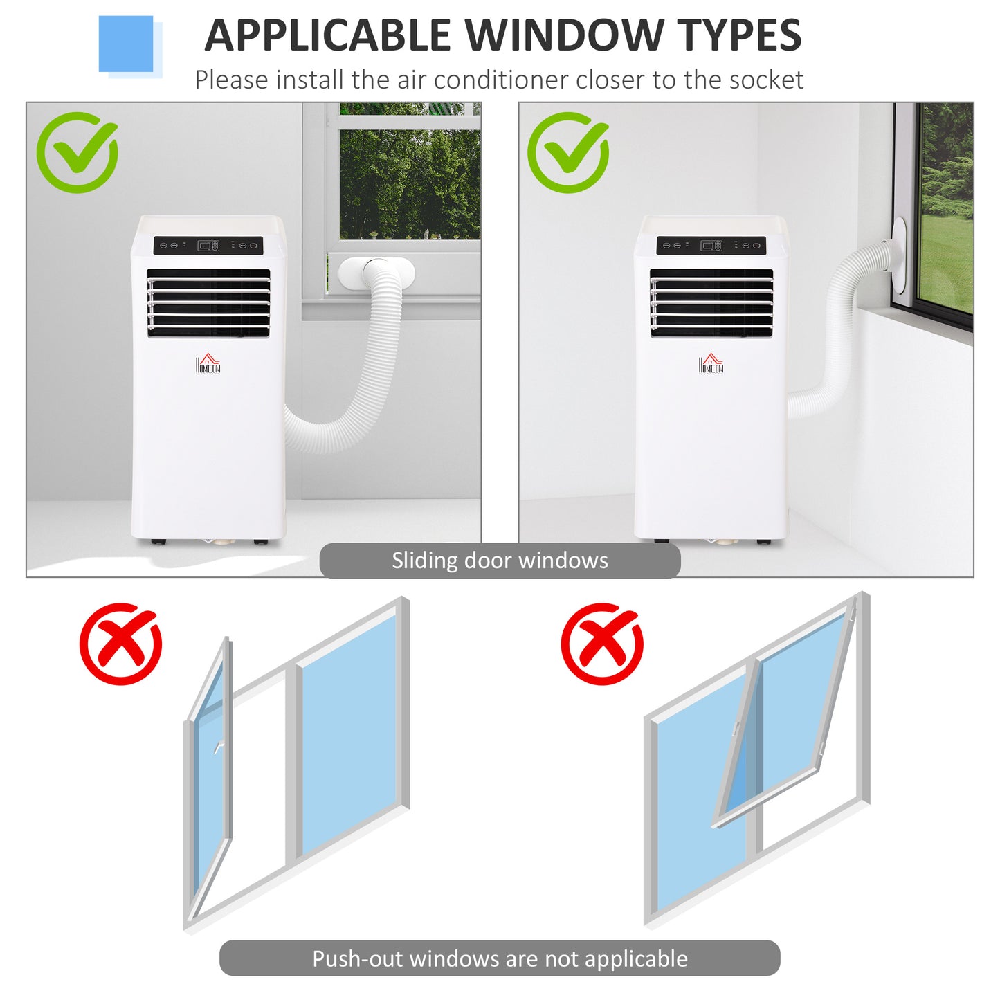 Mobile Air Conditioner with Remote Control, Timer, Cooling Dehumidifying Ventilating, LED Display White - 1080W