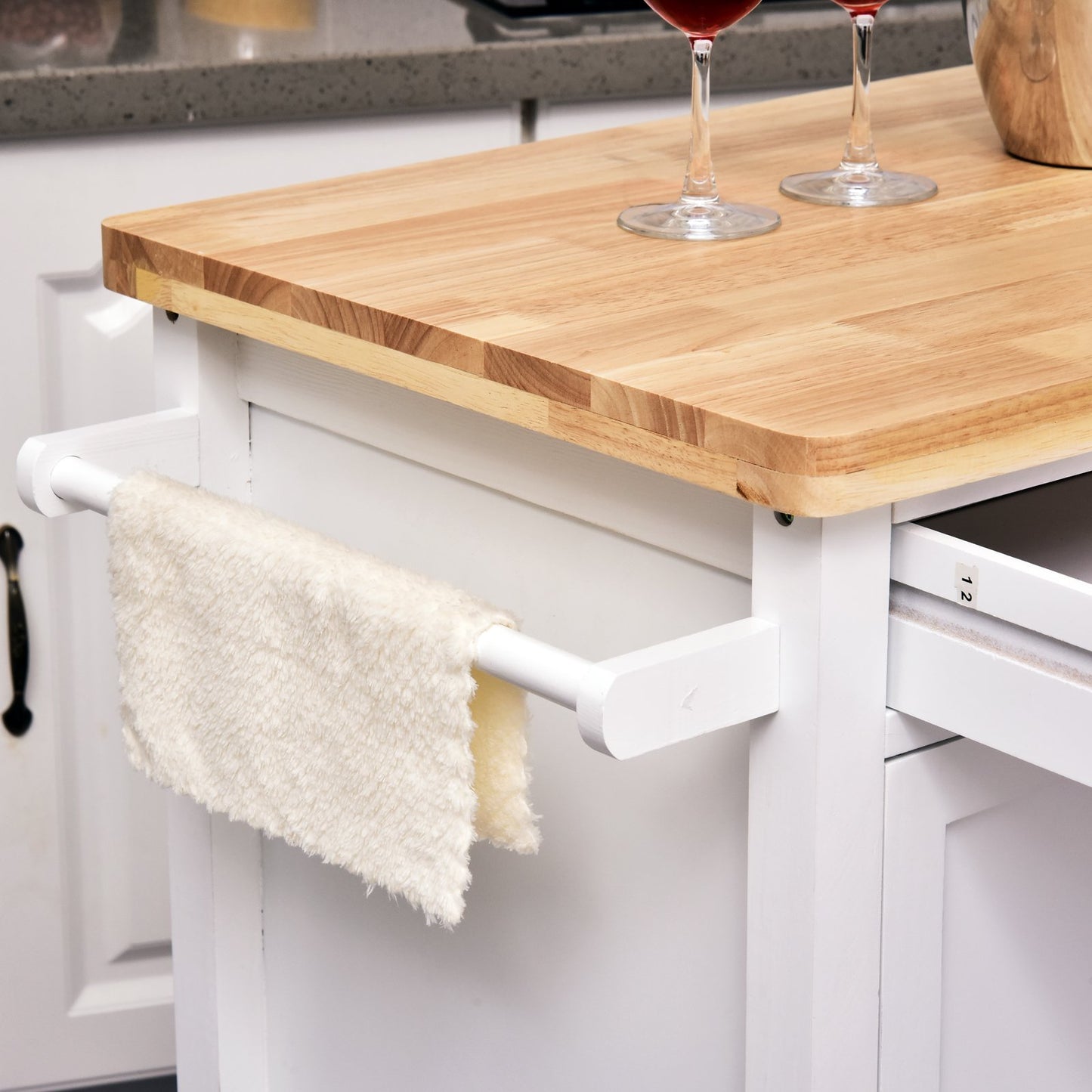 Kitchen Island Trolley Cart With Drawer-White/Oak Colour