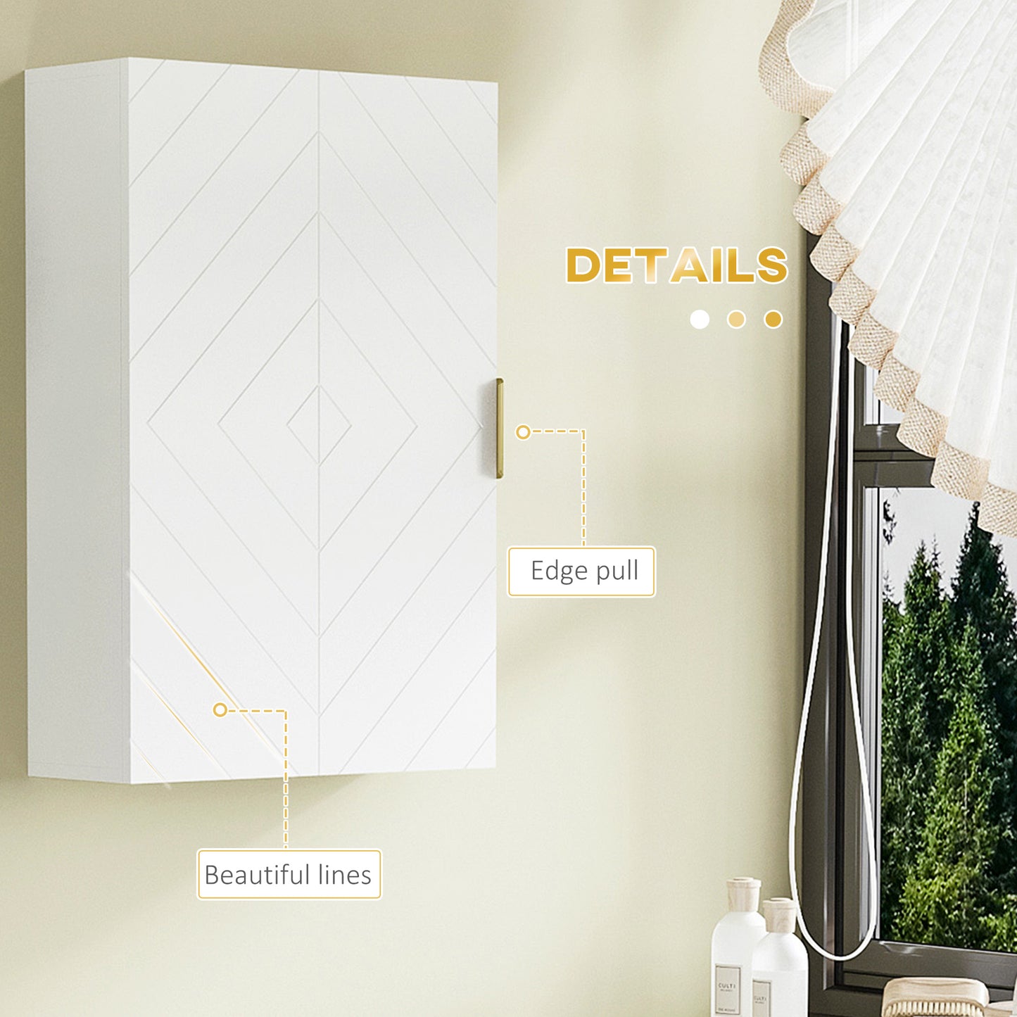 Kleankin Bathroom Wall Cabinet, Over Toilet Storage Cupboard with Adjustable Shelves for Hallway, Living Room, White