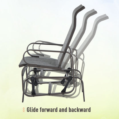 Outdoor Gliding Rocking Chair with Sturdy Metal Frame Garden Comfortable Swing Chair for Patio, Backyard and Poolside, Grey
