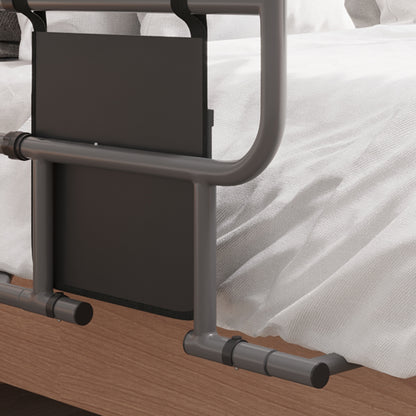 Folding Bed Safety Assist Rail With Storage Pocket - Black