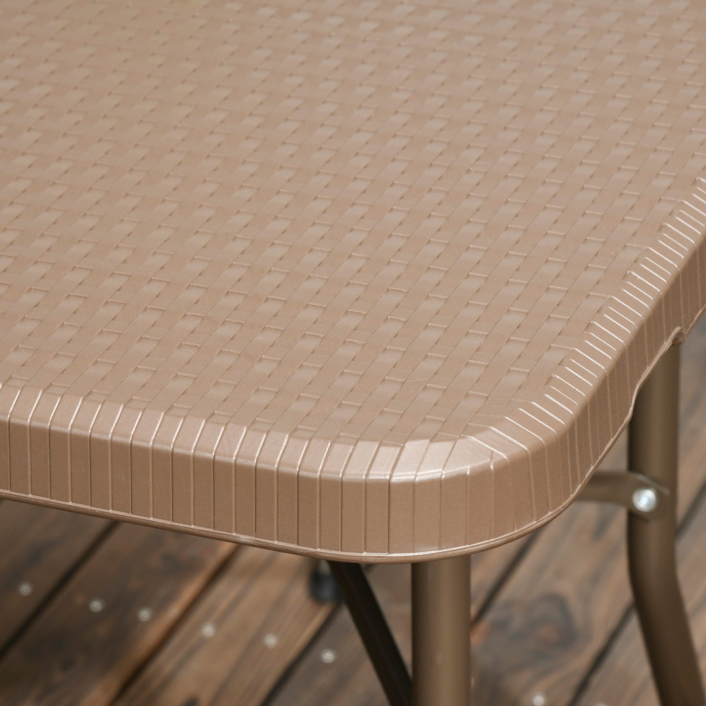 Patio 7 Piece Resin Rattan Dining Set, Foldable Chairs and Table w/ HDPE Molding Process, Portable, Space-saving for Indoor Outdoor Dark Brown