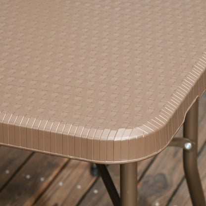 Patio 7 Piece Resin Rattan Dining Set, Foldable Chairs and Table w/ HDPE Molding Process, Portable, Space-saving for Indoor Outdoor Dark Brown