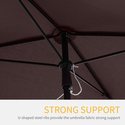 Outsunny Aluminium Umbrella Parasol Sun Screen Shade - Brown