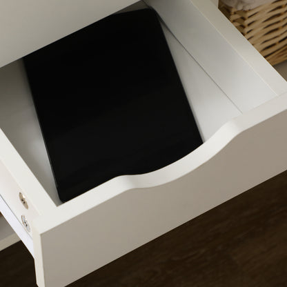 L-Shaped Corner Computer Desk Study Table PC Work w/ Storage Shelf Drawer Smooth Slide Office Home Workstation Space Saving - White