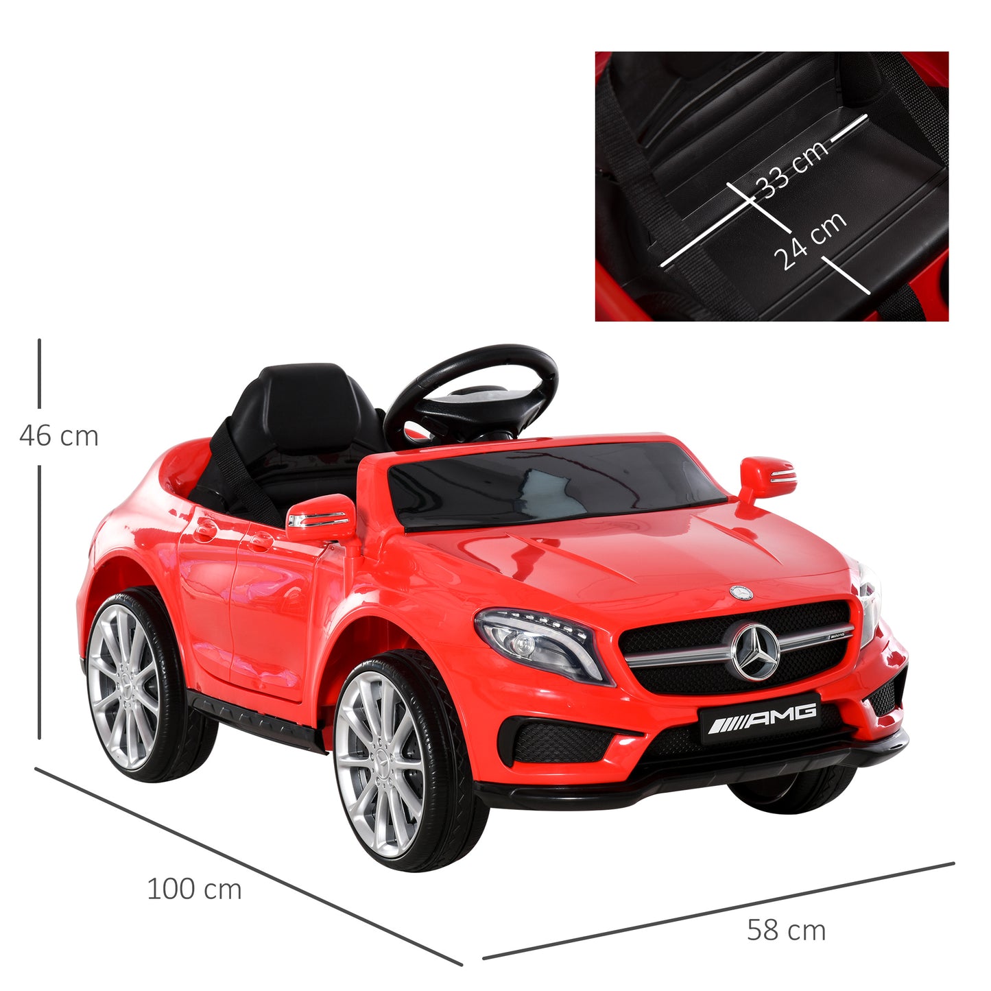 6V Kids Ride On Car Mercedes Benz GLA Licensed Toy toddler with Music Remote Control Rechargeable Headlight Two Speed Red