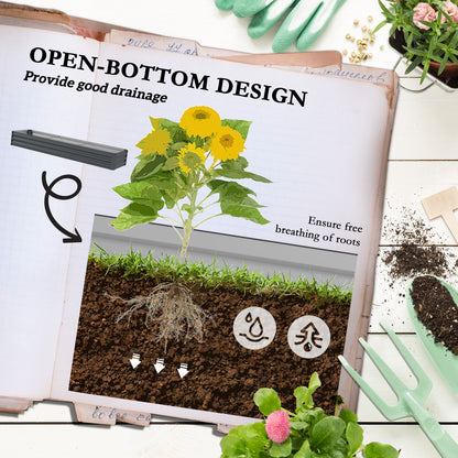 Large Galvanised Steel Raised Garden Bed | Powder-Coated | Open Bottom | Interior Support Brackets | 4 Protective Corners | Flat Safe Top | 240x60x30cm | Flowers Herbs & Veg | Dark Grey