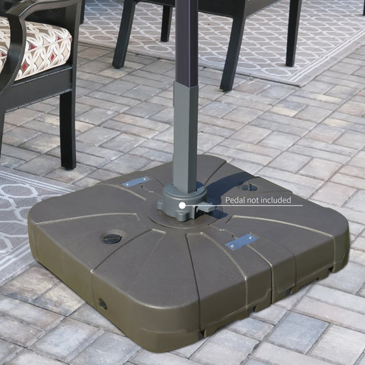 Outsunny Square Cantilever Patio Parasol Base Water or Sand Filled with Wheels Crossbar Heavy-Duty Umbrella Stand
