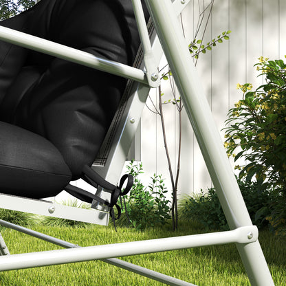 Outsunny 4-Piece Back and Seat Cushion Replacement with 2 Pillows, Patio Chair Cushions Set with Ties, Black