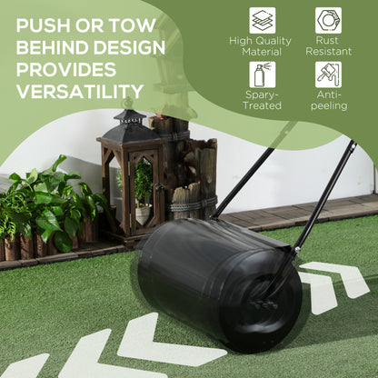 DURHAND 38L Heavy Duty Water or Sand Filled Garden Steel Lawn Roller Drum 50cm Black