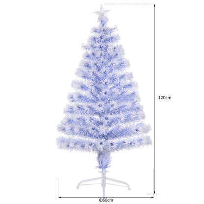 Artificial Fibre Optic Christmas Tree w/ 26 LED Lights Pre-Lit White Blue 4FT