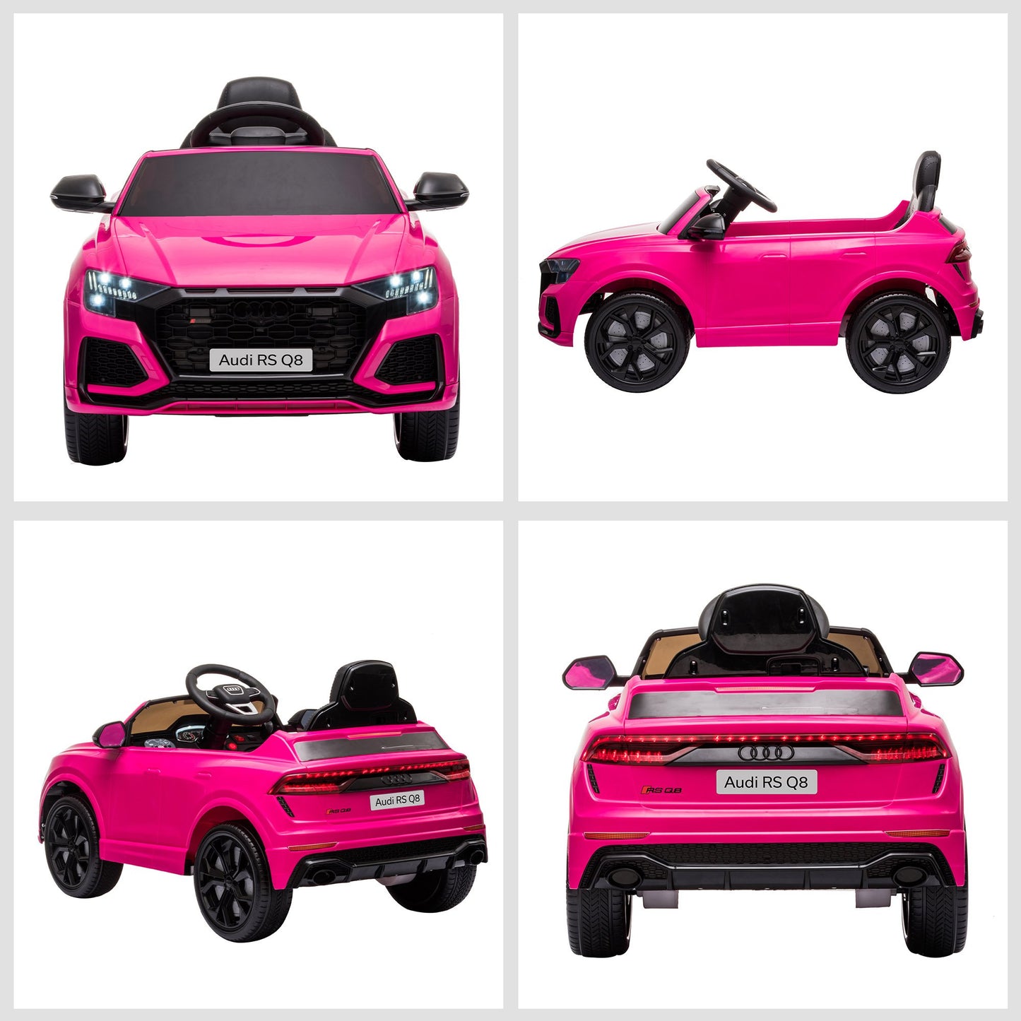 6V Battery-powered Kids Electric Ride On Car Audi RS Q8 Toy with Parental Remote Control Music Lights USB MP3 Bluetooth Pink