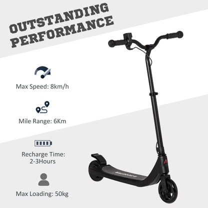 Electric Scooter, 120W Motor E-Scooter w/ Battery Display, Adjustable Height, Rear Brake for Ages 6+ Years - Black