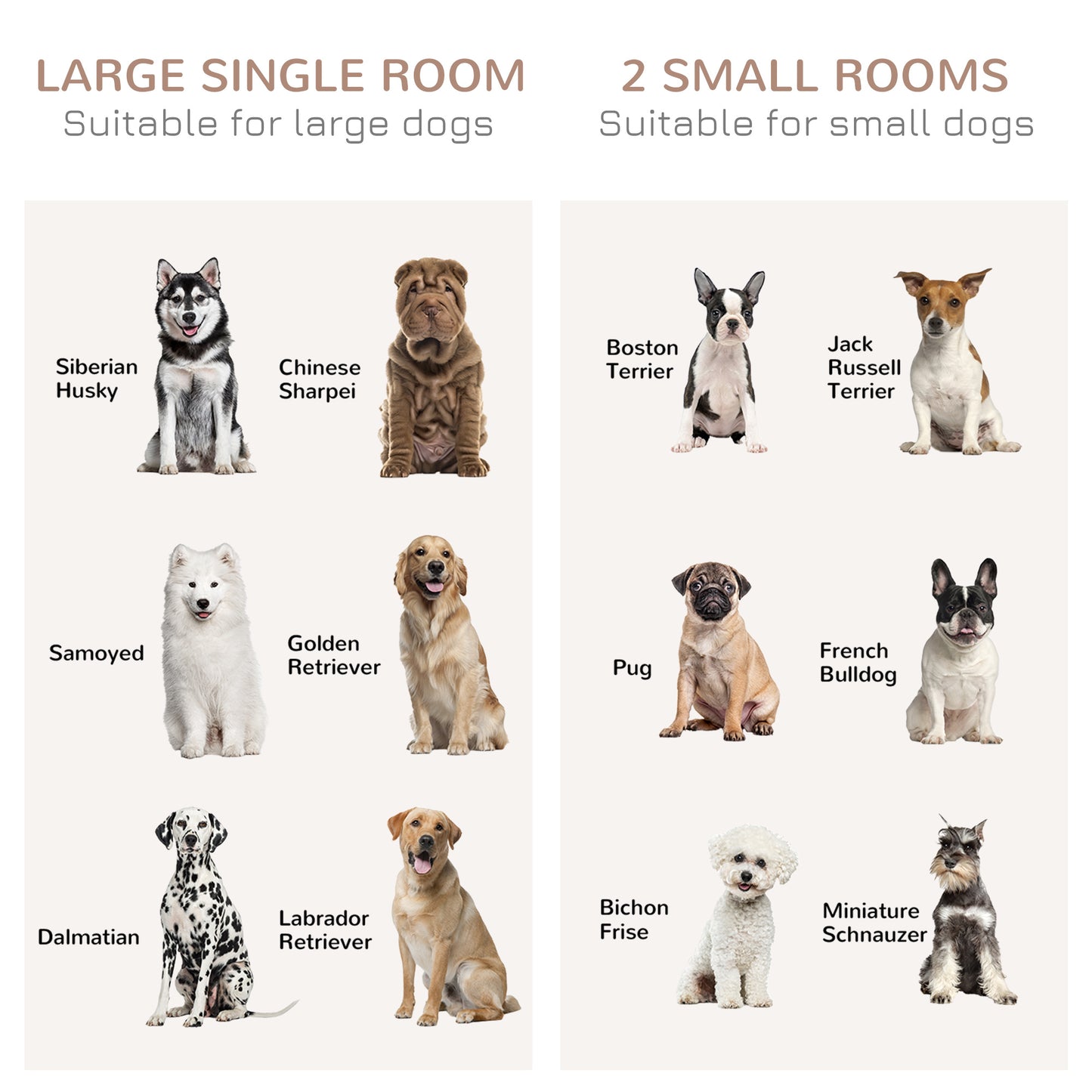 Dog Crate Furniture Side Table | Removable Divider | Double Sliding Doors | Large Dog or 2 Small Dogs | 120 x 60 x 88.5cm | Oak Tone