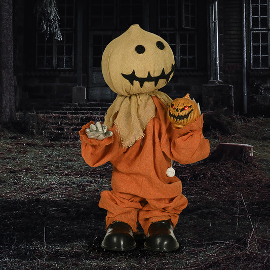 80cm Halloween Scarecrow Decoration, Outdoor Activated Prop with Light Up Eyes, Sound Activated