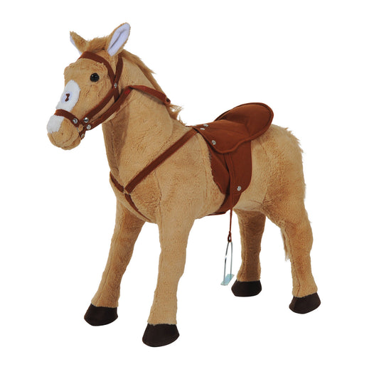 Childrens Plush Rocking Pony With Sound - Beige